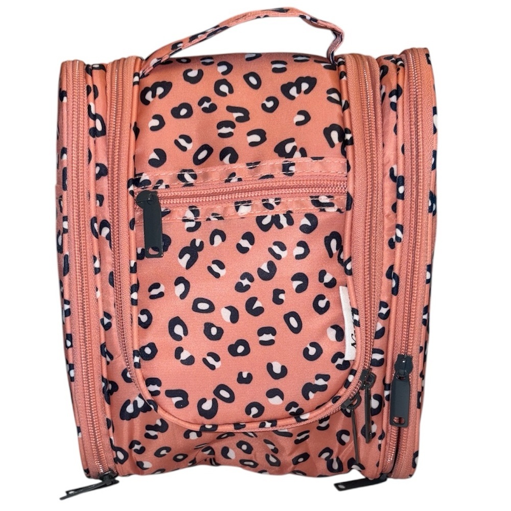 Narwey travel bag side pockets zip open top inside storage hanger animal print